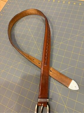 Bruno Magli Brown Leather Braided Detail Men's Belt Size 32